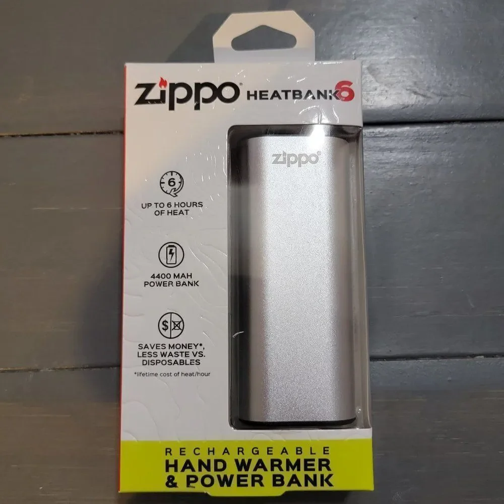 Zippo Silver HeatBank 6 Rechargeable Hand Warmer & Power Bank
